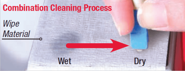 combination cleaning process for fiber optic connector cleaning